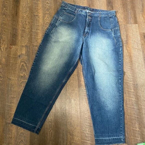 MEN’S GUESS PASCAL LOOSE FIT TAPERED LEG BUTTON FLY SIZE 38X32 UNDONE HEM UNIQUE - Picture 2 of 10